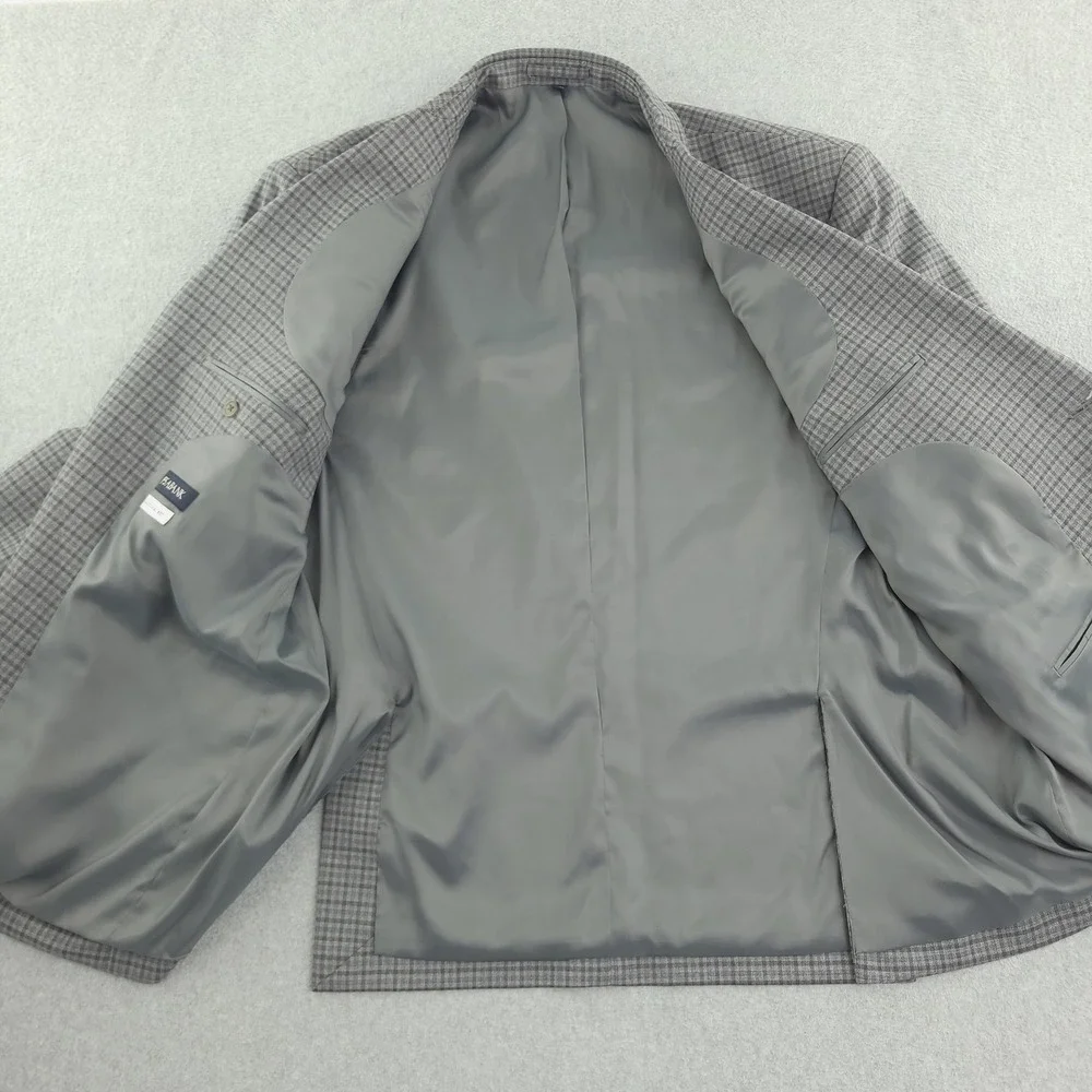 Jos A Bank Blazer Mens 50 Gray Check Wool Tweed Stretch Sport‎ Coat Jacket